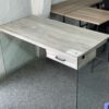 48" Desk, Gray Wood and Tempered Glass - Monarch - Image 2