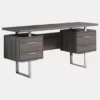 Bureau de travail, taupe foncé et argent - Monarch