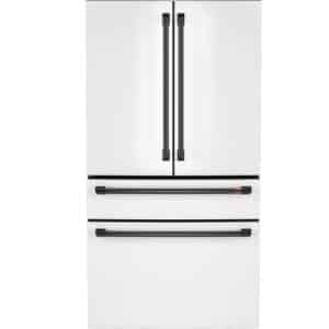 Café Counter-Depth Refrigerator – 36", 23.2 cu. ft., French Door with Black Handles – CJE23DP4WW2