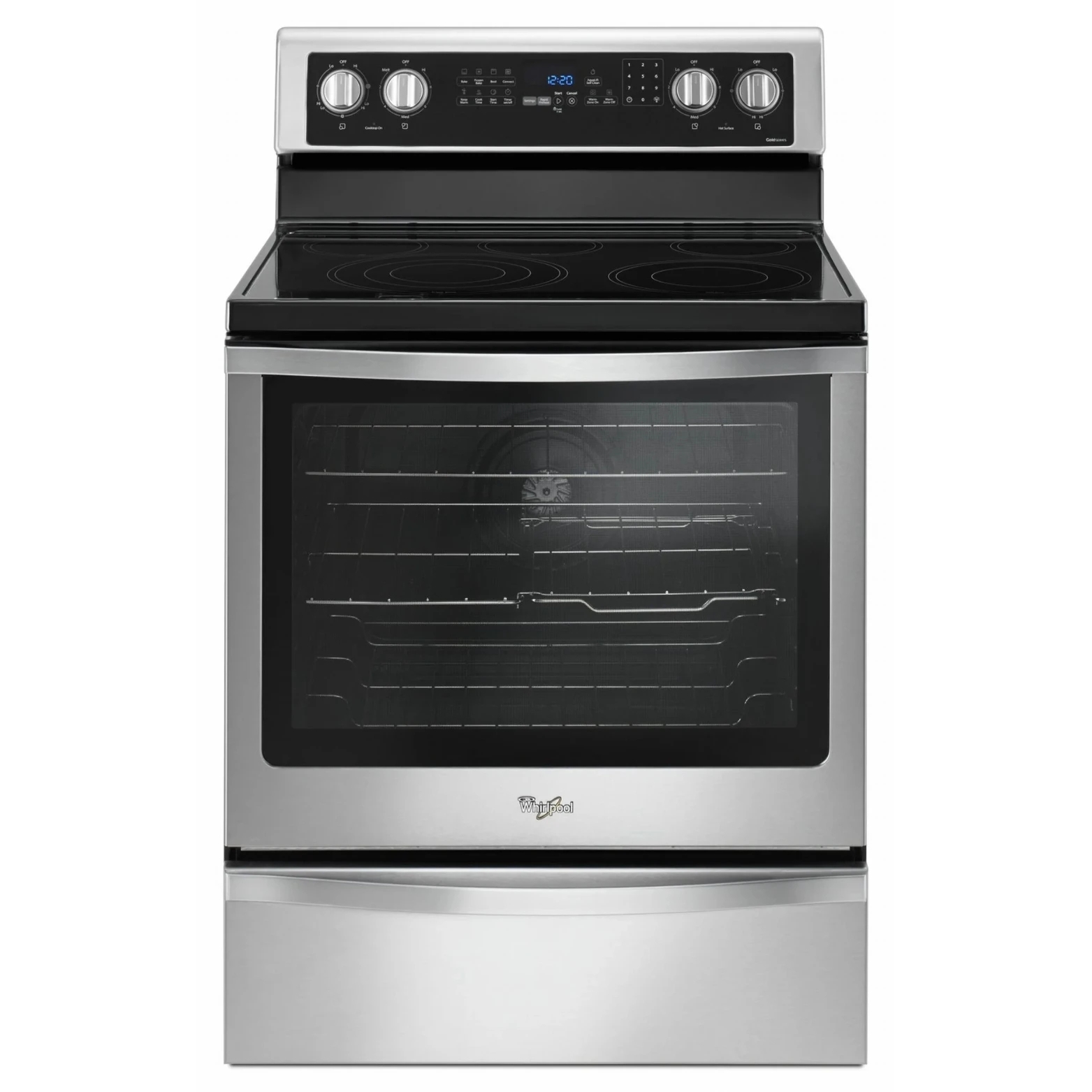 Cuisinière électrique Whirlpool – 30 pouces, 6,4 pi³, 3 000 W, inox – YWFE745H0FS