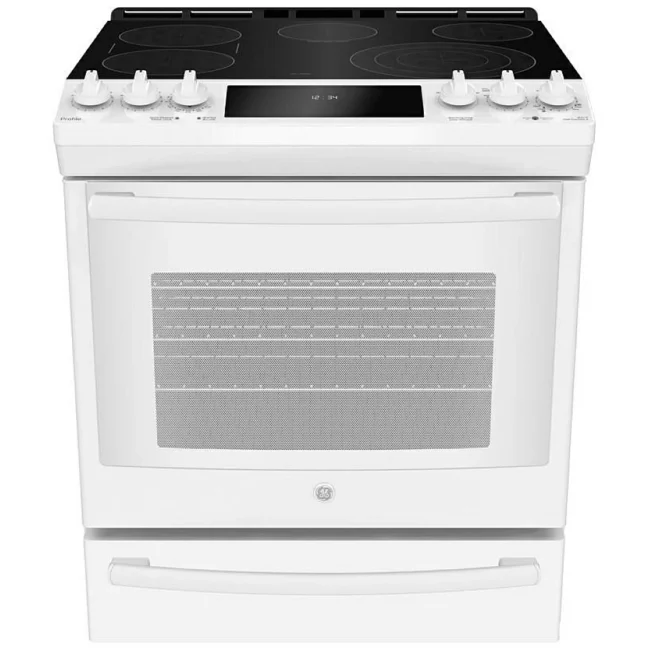 Cuisinière électrique GE Profile ,30 pouces  5 brûleurs, blanc – PCS940DMWW