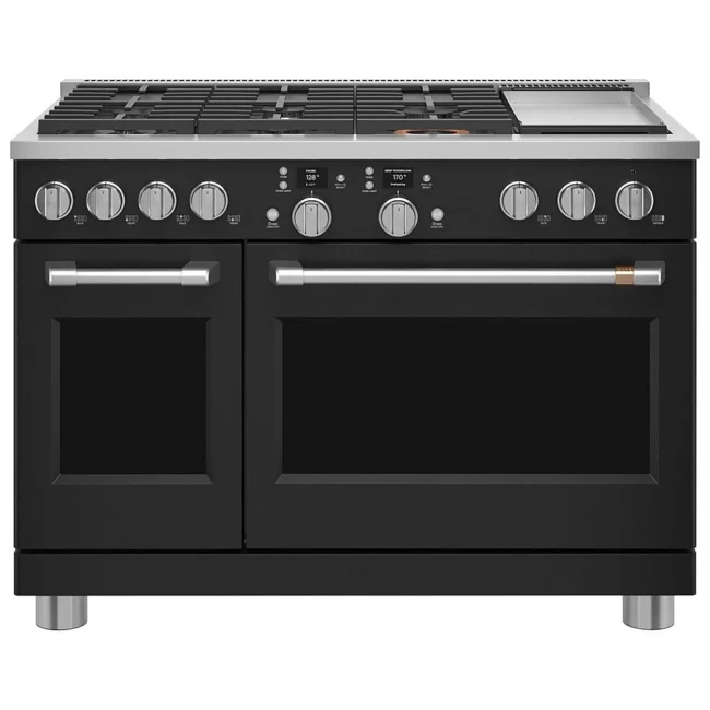 Cuisinière à biénergie GE Café – 48 pouces, 8,25 pi³, noir – C2Y486P3T2D1