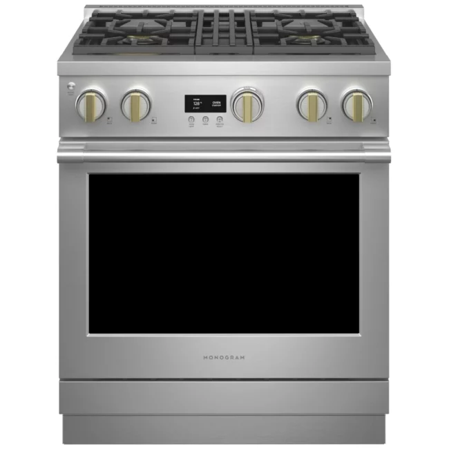 Cuisinière à biénergie Monogram – 30 pouces, 5,3 pi³, inox – ZDP304NTSS