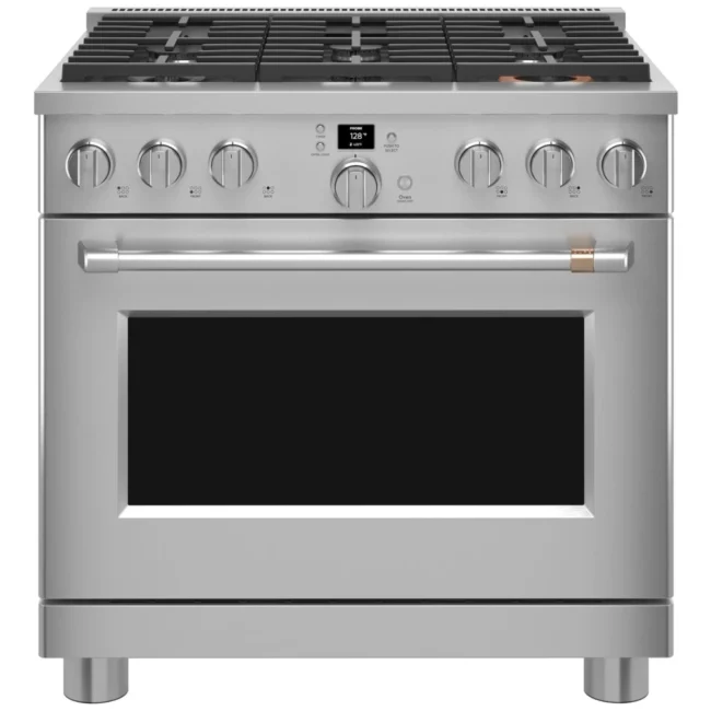 Cuisinière à gaz GE Café – 36 pouces, 6,2 pi³, acier inoxydable – CGY366P2T1S1