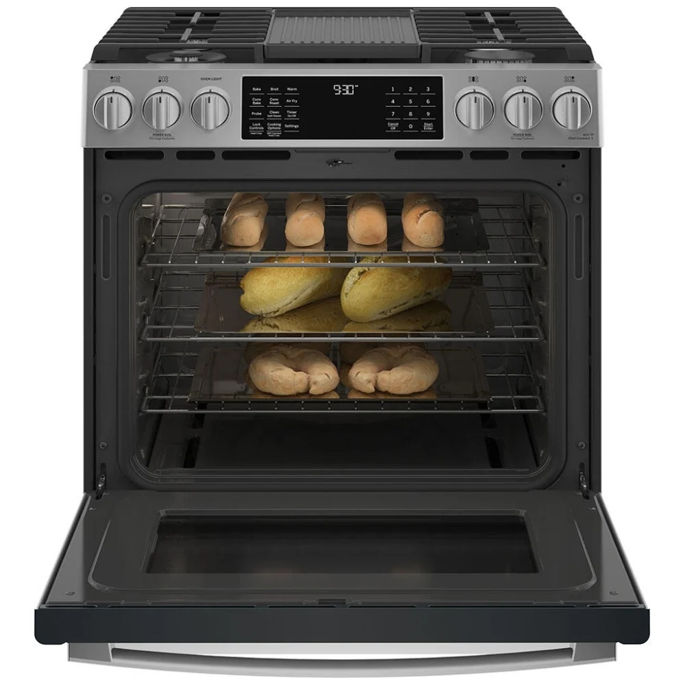 Cuisinière à gaz GE Profile – 30 pouces, 5,6 pi³, convection véritable, inox – PCGS930YPFS - Image 3