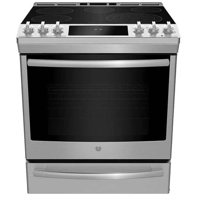 Cuisinière électrique GE Profile – 30 pouces, 5,3 pi³, inox – PCS940YMFS