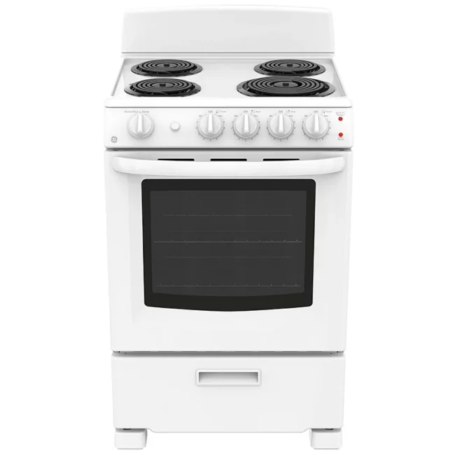 Cuisinière électrique GE – 24 pouces, 2,9 pi³, blanc – JCAS300DMWW
