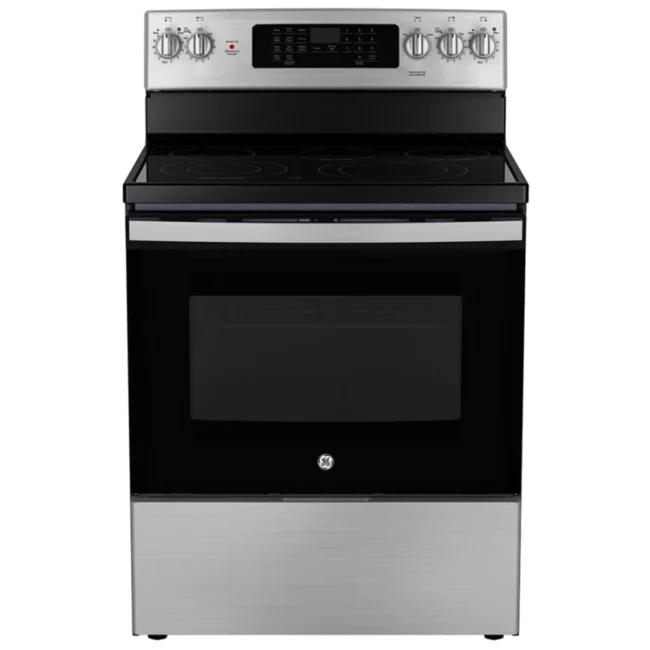 Cuisinière électrique GE – 30 pouces, 5 pi³, inox – JCB840STSS