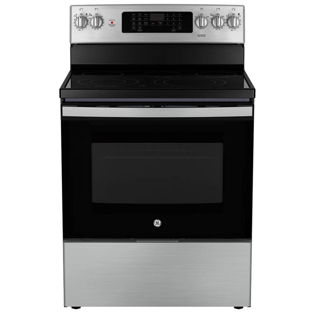 Cuisinière électrique GE – 30 pouces, 5 pi³, inox – JCB840STSS