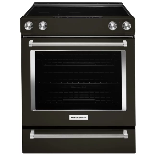 Cuisinière électrique KitchenAid – 30 pouces, 6,4 pi³, inox noir – YKSEG700EBS