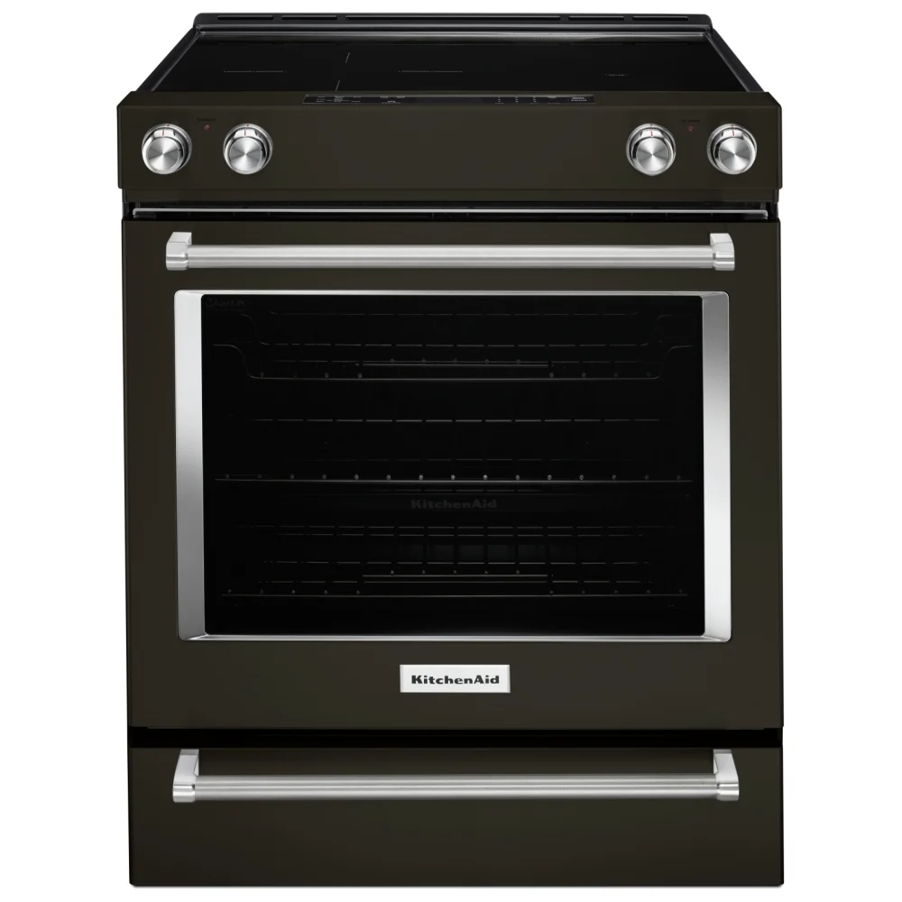 Cuisinière électrique KitchenAid – 30 pouces, 6,4 pi³, inox noir – YKSEG700EBS