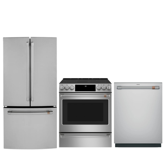 GE Café inox kitchen set - Fridge + stove + dishwasher - CWE19SP2NS1 + CCES700P2MS1 + CDT858P2VS1