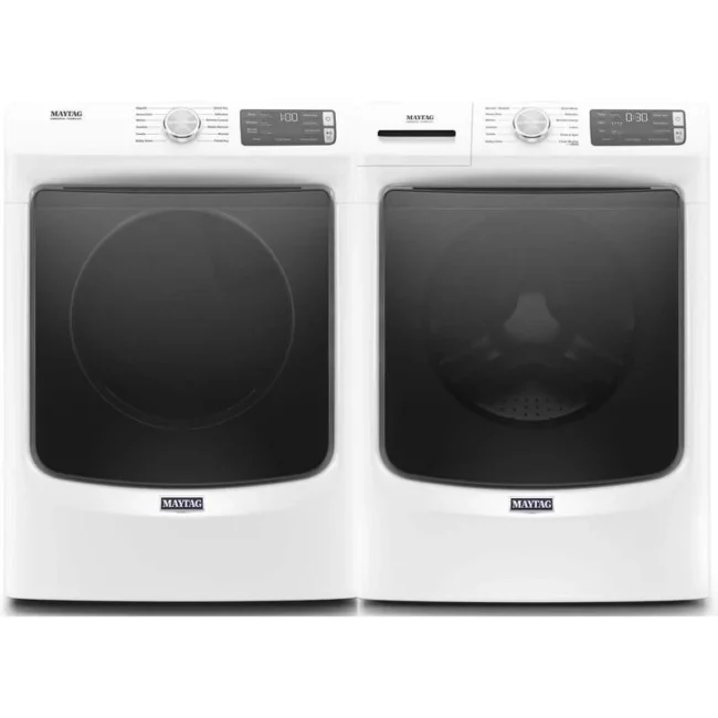 Ensemble laveuse frontale et sécheuse électrique Maytag, 27 pouces, blanc – MHW6630HW & YMED6630HW