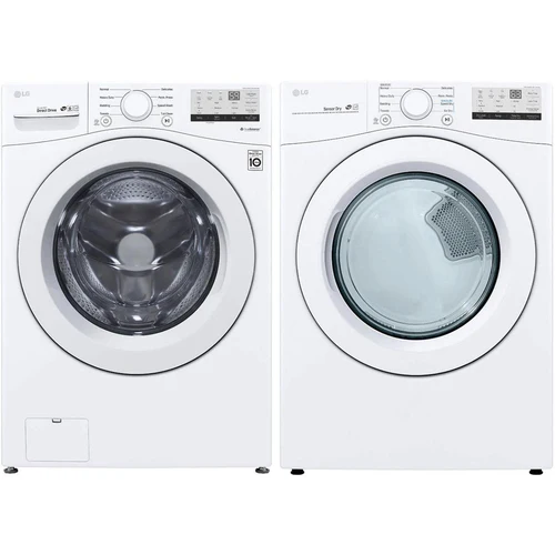 Ensemble laveuse et sécheuse LG – 27 pouces, laveuse 5,2 pi³ & sécheuse électrique 7,4 pi³, blanc – WM3400CW & DLE3400W
