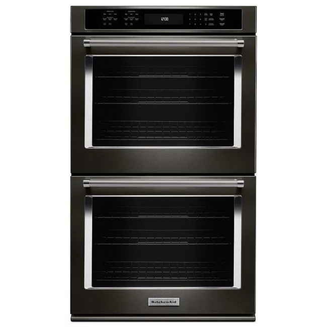 Four encastré double KitchenAid – 30 pouces, 10 pi³, inox noir – KODE500EBS04