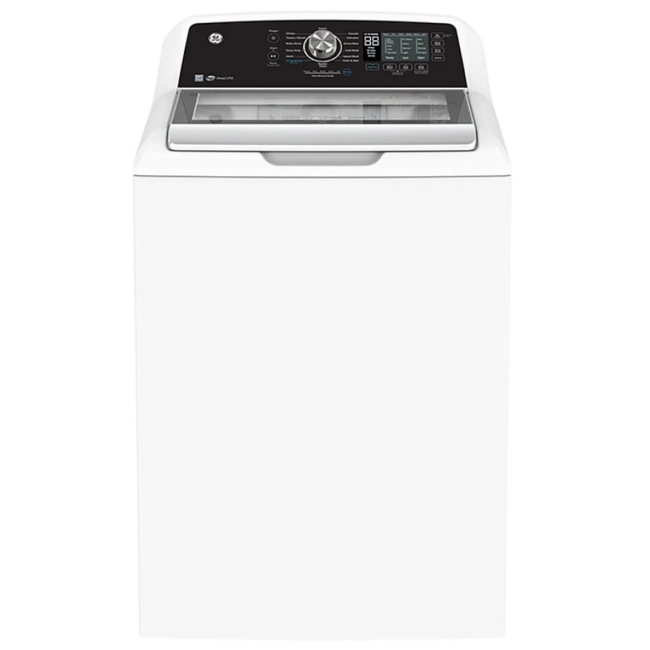 Laveuse à chargement vertical GE – 27 pouces, 5.3 pi³, 14 cycles, ENERGY STAR, blanc – GTW681BMRWS