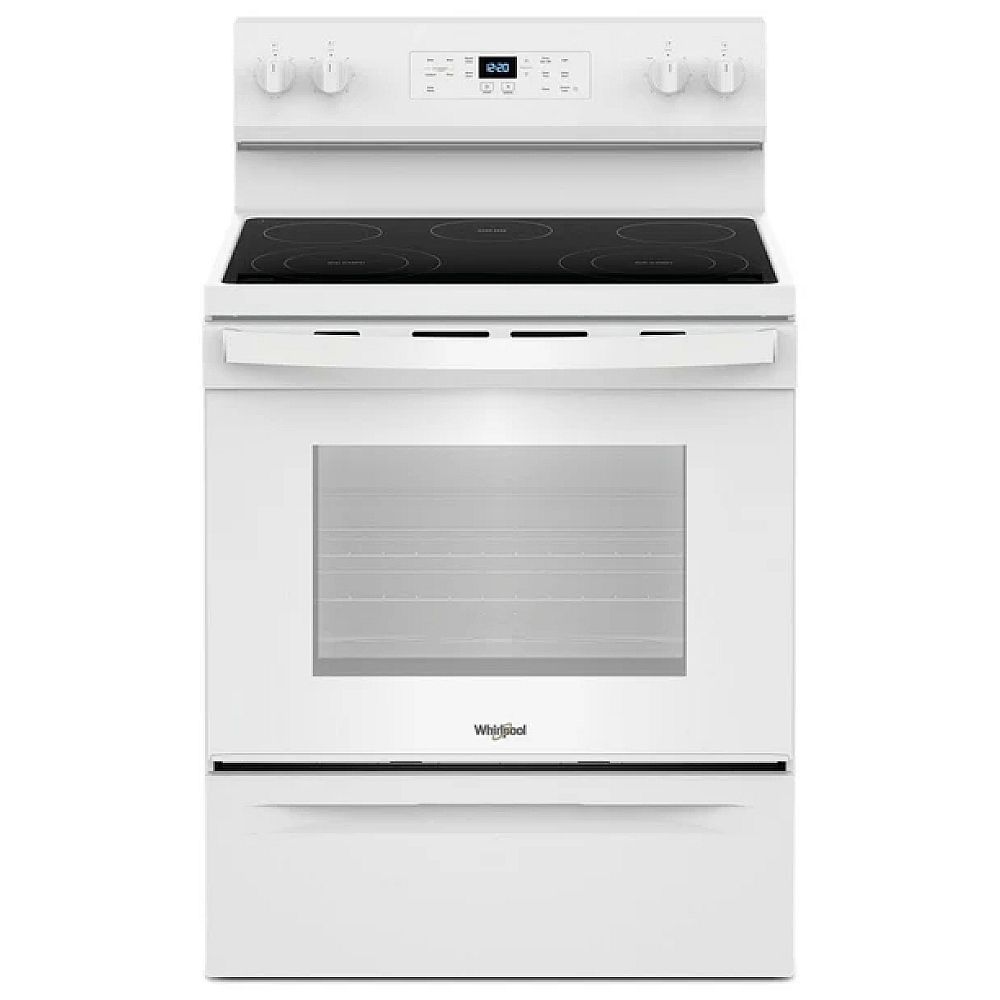 Cuisinière électrique Whirlpool, 30 pouces, 5.3 pi³, 5 brûleurs, blanche – YWFES3330RW