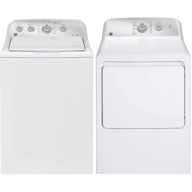 Ensemble laveuse et sécheuse GE 27 pouces, 4,9 pi³ + 7,2 pi³, Blanc – GTW451BMRWS & GTD40EBMRWS