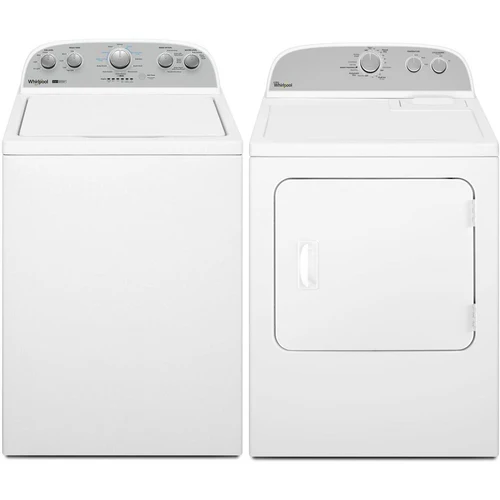 Ensemble laveuse et sécheuse Whirlpool 29 pouces, 3,8 pi³ + 7,0 pi³, Blanc – WTW4957PW & YWED4815EW