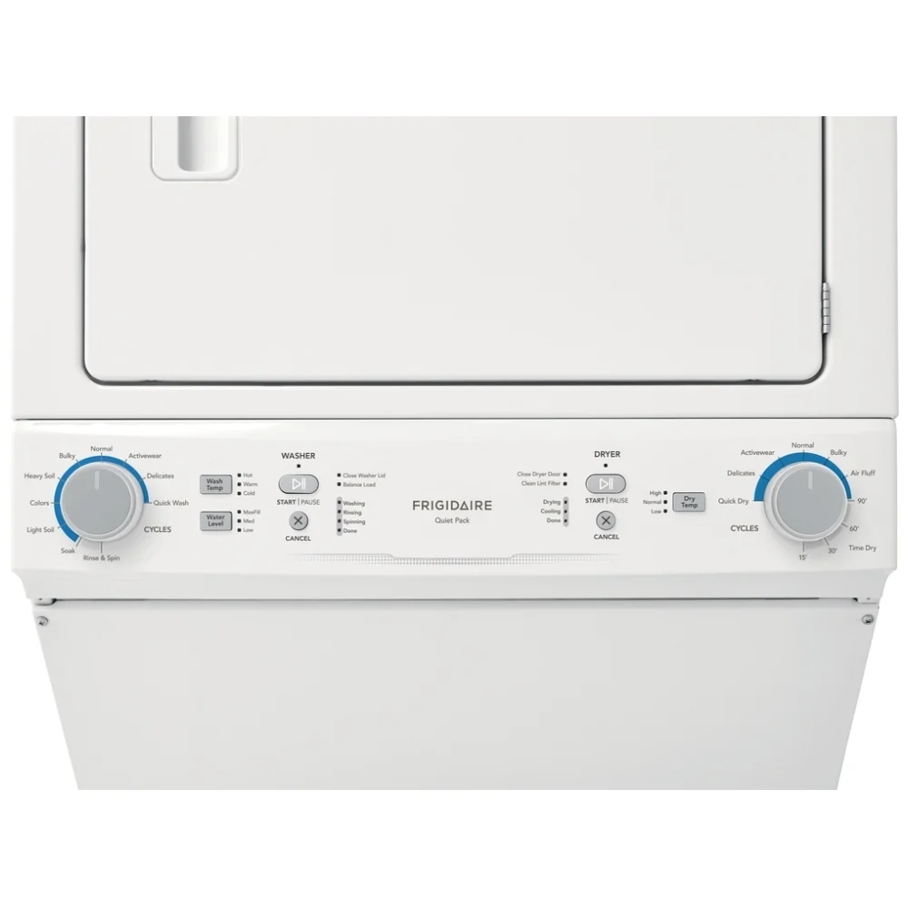 Centre de lavage Frigidaire laveuse-sécheuse superposé – 27 pouces, laveuse 4,5 pi³, sécheuse 5,6 pi³, électrique, blanc – FLCE752CAW – Image 3