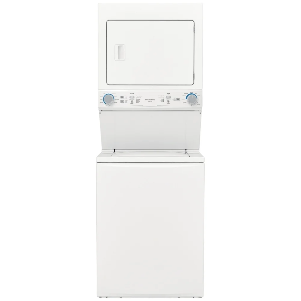 Centre de lavage Frigidaire laveuse-sécheuse superposé – 27 pouces, laveuse 4,5 pi³, sécheuse 5,6 pi³, électrique, blanc – FLCE752CAW