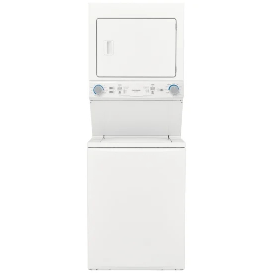 Centre de buanderie Frigidaire – 27 pouces, laveuse 4,5 pi³ & sécheuse électrique 5,6 pi³, blanc – FLCE752CAW