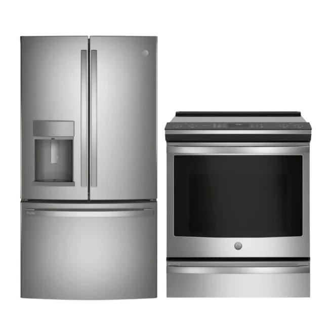 Combo cuisine GE Profile inox – réfrigérateur 36 pouces + cuisinière à induction - PCHS920YMFS + PYD22KYNFS