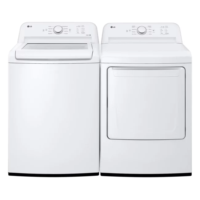 Ensemble laveuse et sécheuse LG 27 pouces, 4,8 pi³ + 7,3 pi³, Blanc – WT6105CW & DLE6100W