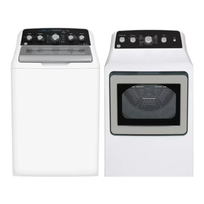 GE 27-inch White Washer/Dryer Set – GTW491BMRWS & GTD49EBMRWS