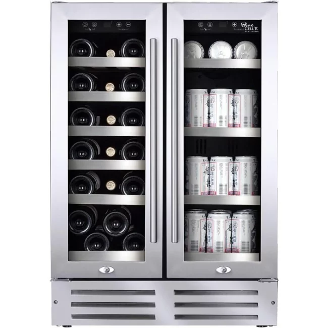 Centre de breuvage Wine Cell’R Diamond 24 po - double zone, porte vitrée et inox - WC38SSTBC6