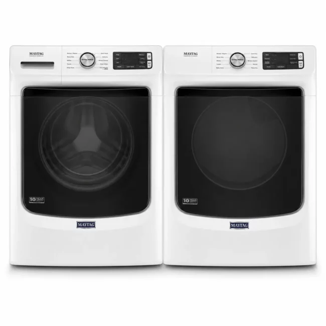 Ensemble laveuse-sécheuse Maytag Extra Power – 5,2 + 7,3 pi³, vapeur au lavage et Quick Dry – MHW5630HW + YMED5630HW