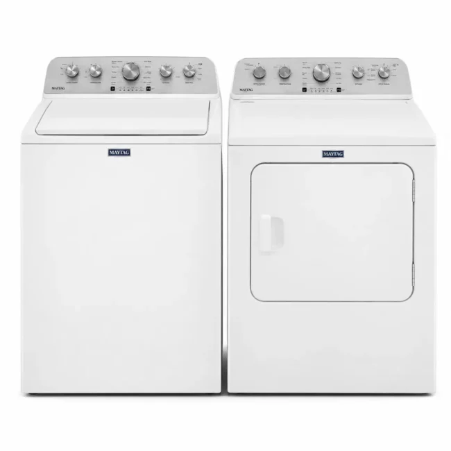 Ensemble laveuse-sécheuse Maytag Extra Power – laveuse 5,2 pi³ à agitateur + sécheuse Pet Pro 7 pi³ – MVW5035MW + YMED5605RW