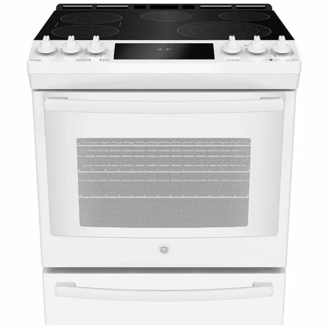 Cuisinière électrique encastrable GE Profile – 30 pouces, 5,3 pi³, Air Fry et blanc – PCS940DMWW