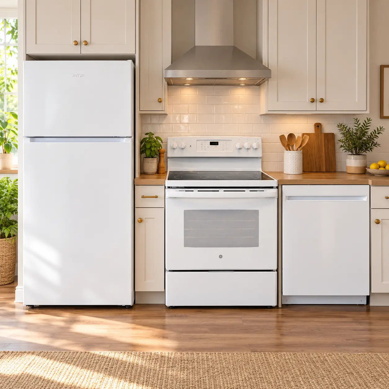 Ensemble cuisine blanc - réfrigérateur 18 pi³, cuisinière Air Fry & lave-vaisselle - ARTM180WE & JCB840DVWW & UBT410SGVWW – Image 2