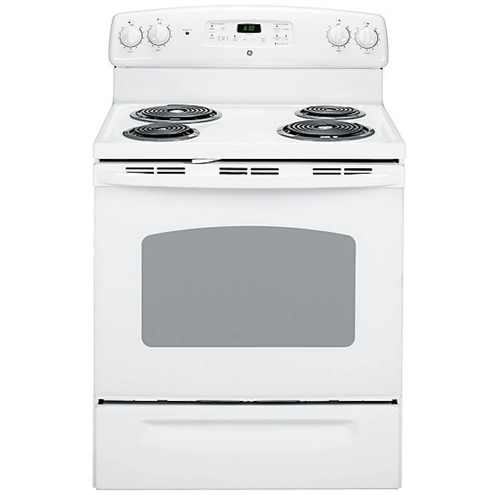 Cuisinière GE à serpentins - SensiTemp, four autonettoyant & 5,0 pi³ - JCBP240DMWW
