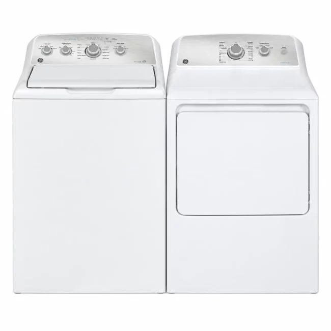 Ensemble laveuse et sécheuse GE 4,9 pi³ + 7,2 pi³ avec SaniFresh – GTW451BMRWS & GTD40EBMRWS