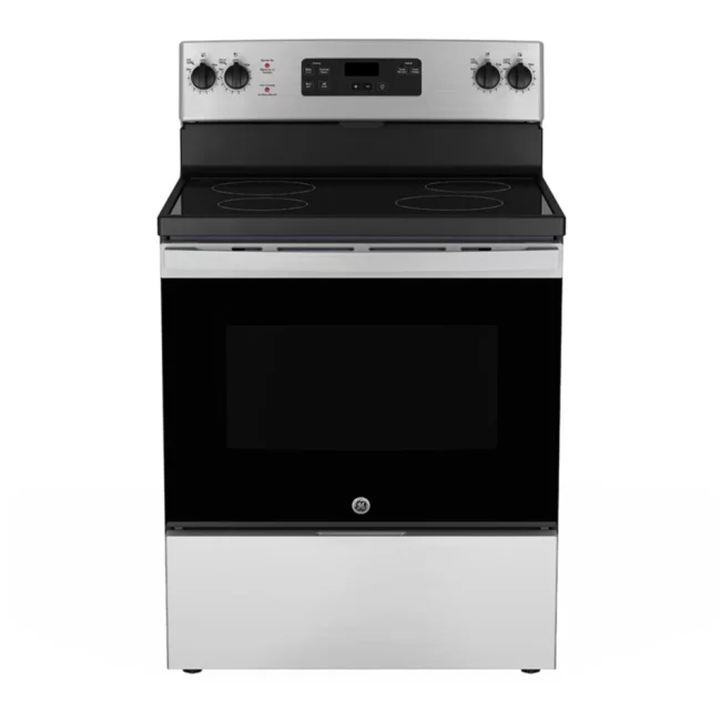 Cuisinière électrique GE 30 po - 5 pi³, surface vitrocéramique et PowerBoil - JCBS630SVSS
