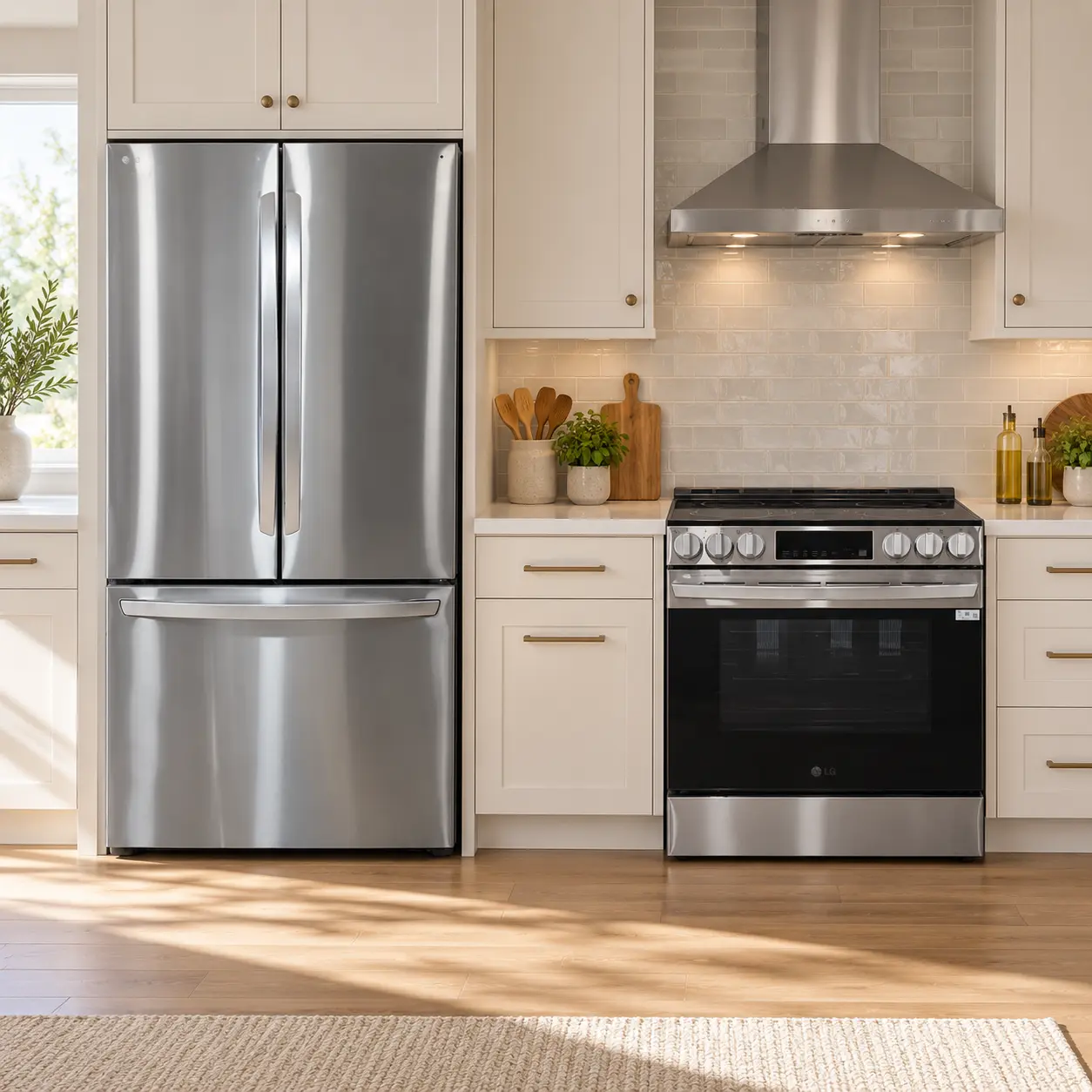 Combo cuisine inox - réfrigérateur LG 27 pi³ profondeur comptoir & cuisinière Air Fry - LRFLC2706S & LSEL6333XE – Image 2