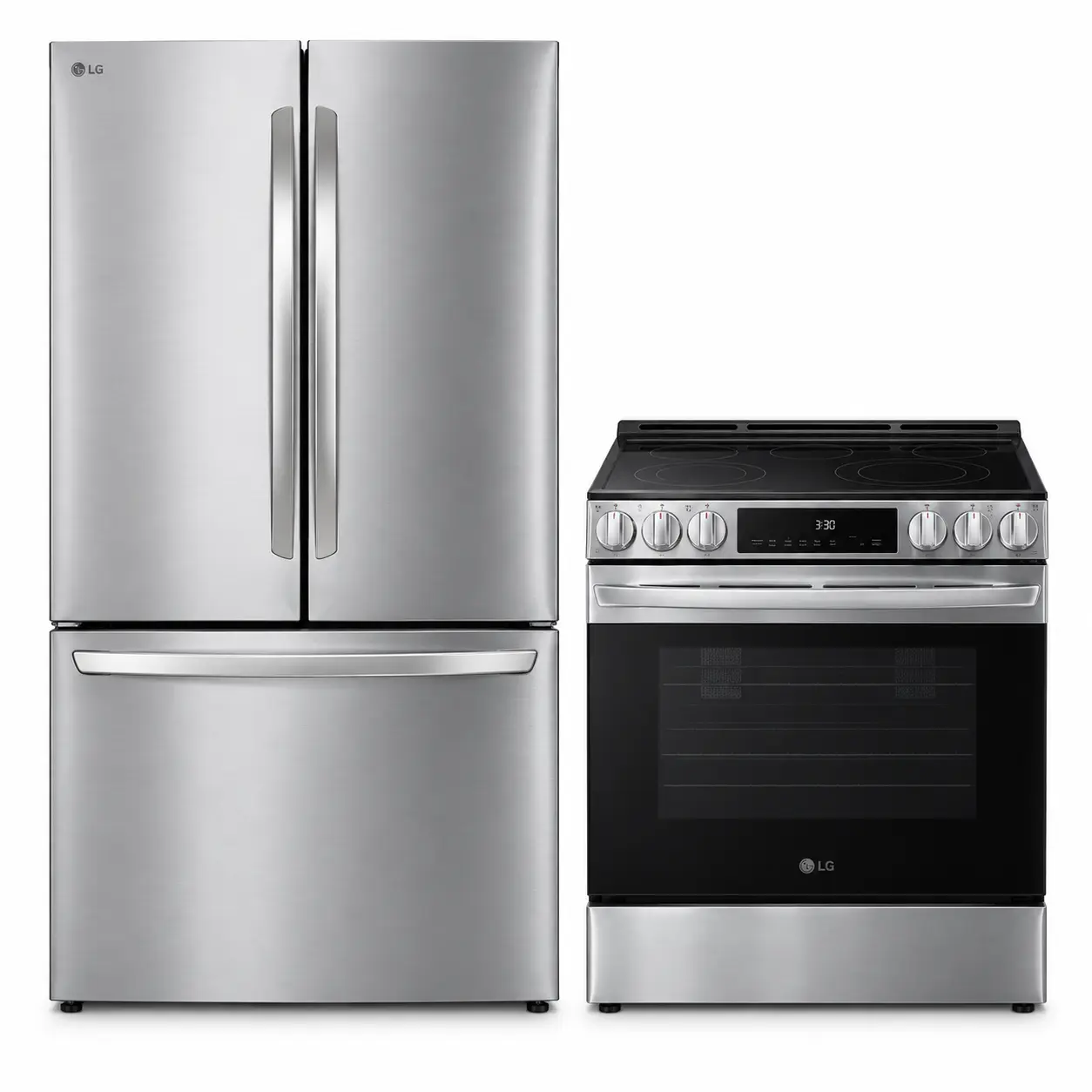 Combo cuisine inox - réfrigérateur LG 27 pi³ profondeur comptoir & cuisinière Air Fry - LRFLC2706S & LSEL6333XE