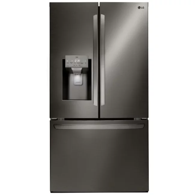 Réfrigérateur à portes françaises LG de 36 po, 27,7 pi³ avec distributeur d’eau et de glace, ThinQ® et DoorCooling+ – LRFS28XBD