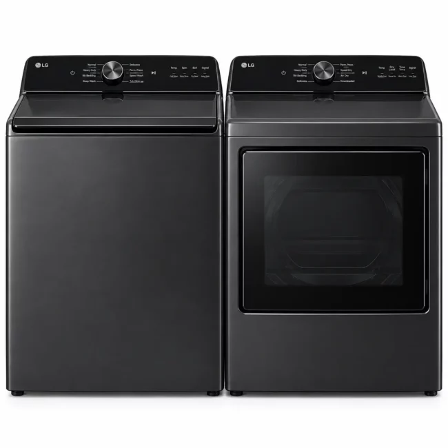 Ensemble laveuse-sécheuse LG - 6,1 pi³, TurboWash, EasyUnload & 7,3 pi³ - WT8405CB & DLE8200L