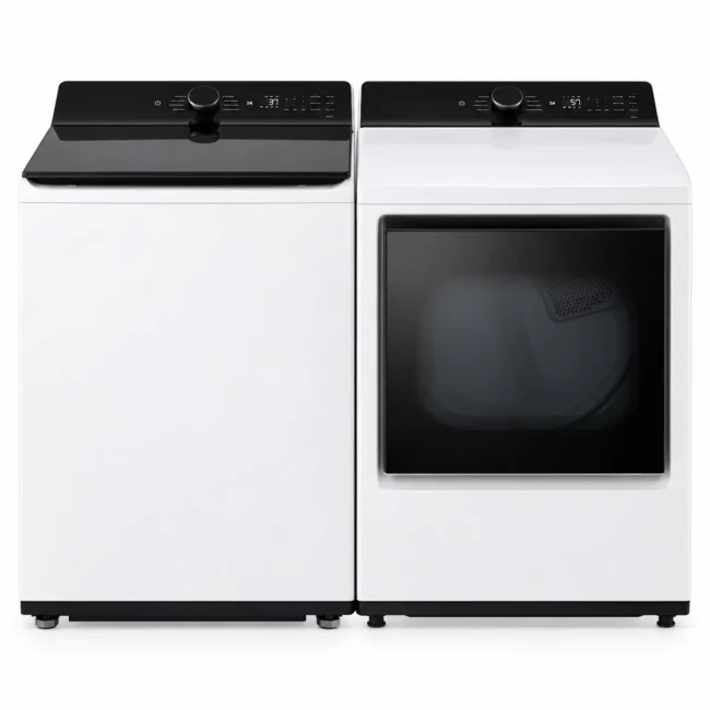 Ensemble laveuse-sécheuse LG - 6,1 + 7,3 pi³, agitateur & Wi-Fi - WT8405CW & DLE8400WE
