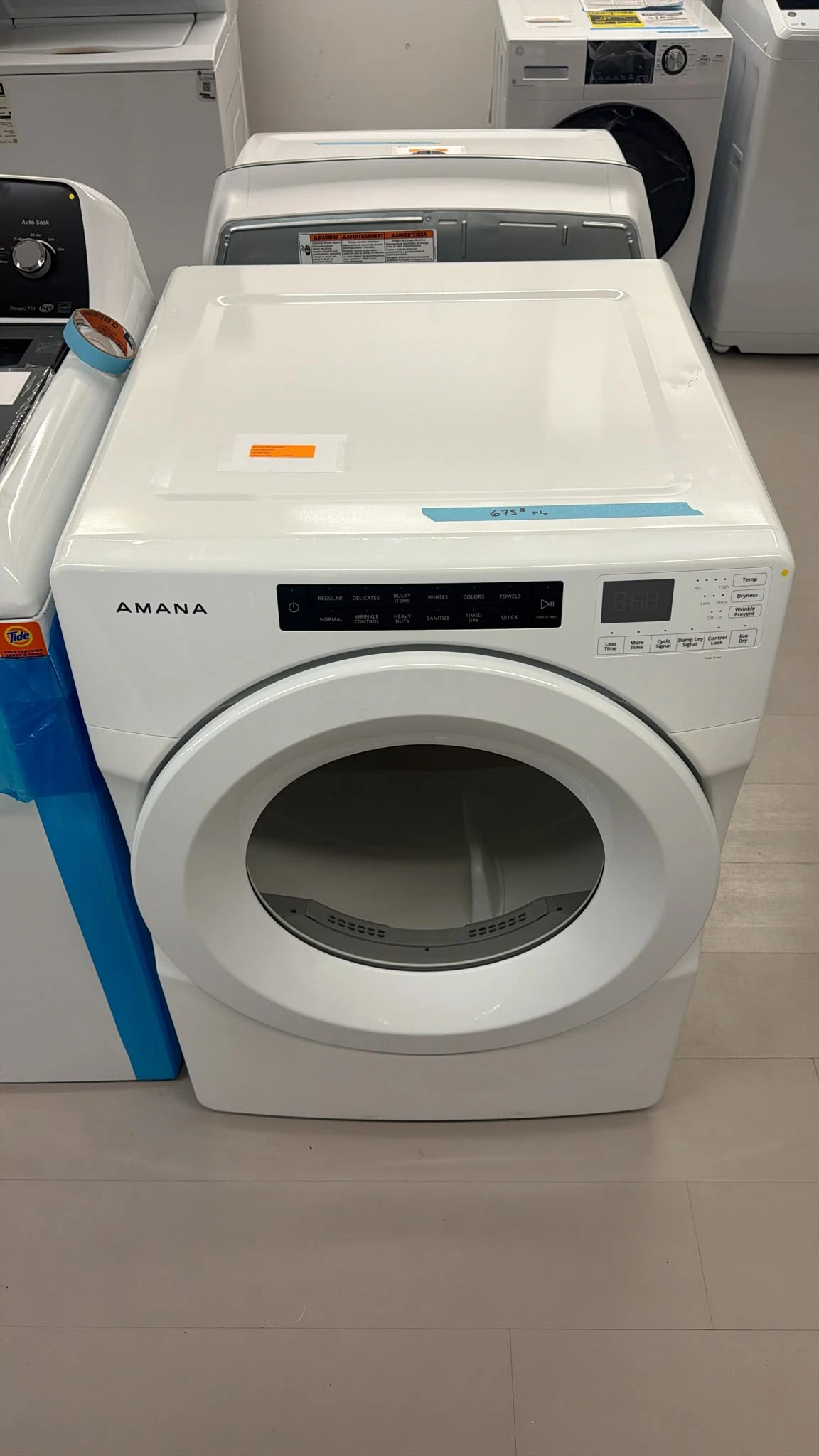 Sécheuse électrique Amana 7,4 pi³ - capteurs d’humidité, Sanitize & empilable - YNED5800HW – Image 4