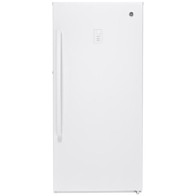 Congélateur vertical GE prêt pour le garage - 14,1 pi³, Turbo Freeze & alarme - FUF14DLRWW