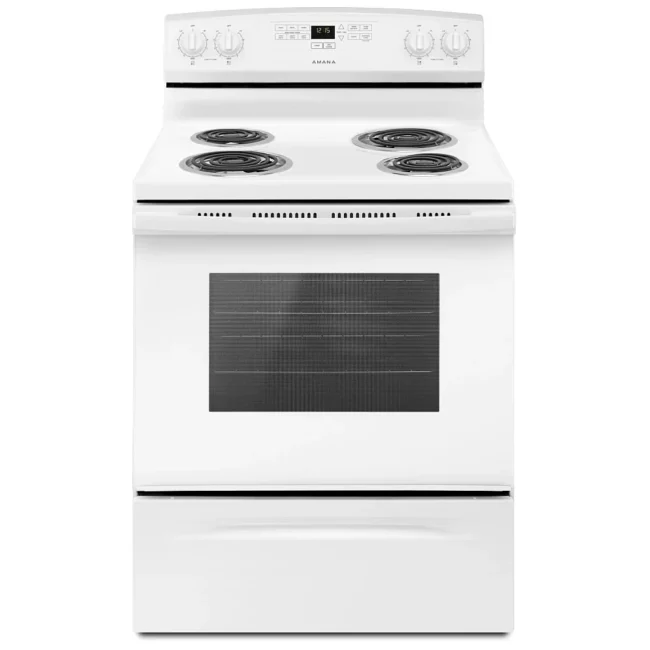 Cuisinière blanche Amana 30 po - 4 serpentins, 4,8 pi³ & tiroir - YACR4303MFW