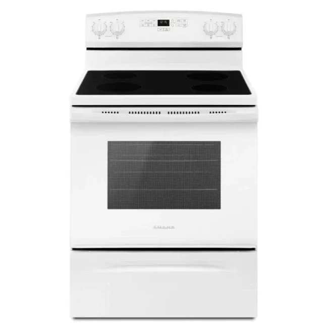 Cuisinière électrique Amana 30 pouces, surface lisse et four 4,8 pi³ – YAER6303MFW