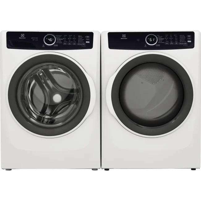 Ensemble laveuse sécheuse Electrolux blanc - 5,2 pi³ & 8 pi³ avec vapeur Perfect Steam - ELFW7437AW & ELFE743CAW