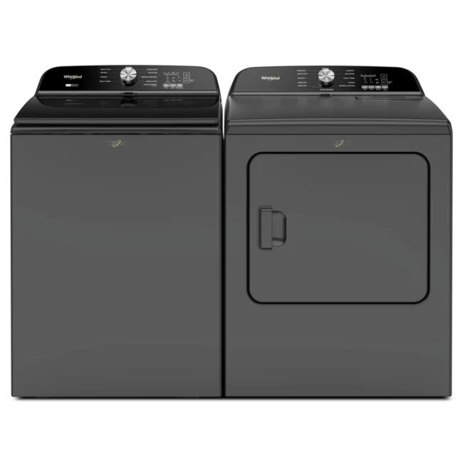 Ensemble laveuse et sécheuse Whirlpool – laveuse 6,1 pi³ avec agitateur et turbine, sécheuse 7 pi³ à vapeur – WTW6157PB & YWED6150PB