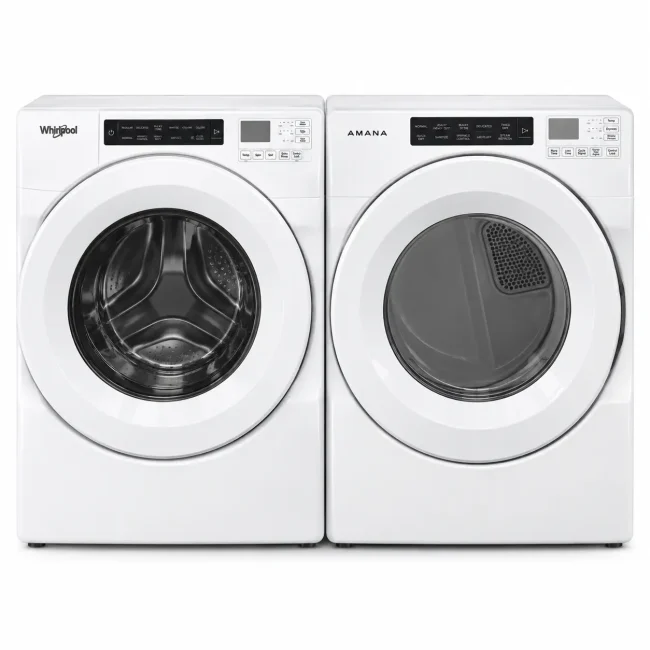 Combo Dismatch Whirlpool Amana - 27 po blanc, laveuse 5,0 pi³ & sécheuse 7,4 pi³ - WFW560CHW4 & YNED5800HW2