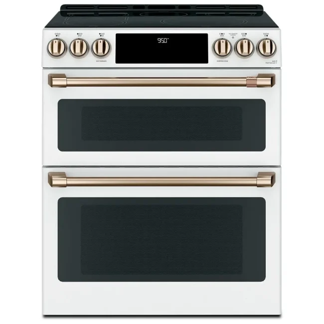 Cuisinière à induction GE Café 30 pouces à four double 6,7 pi³ blanc mat – CCHS950P4MW2